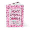 John 14:27 journal with pink leopard print cover and inspirational quote on peace and reassurance.