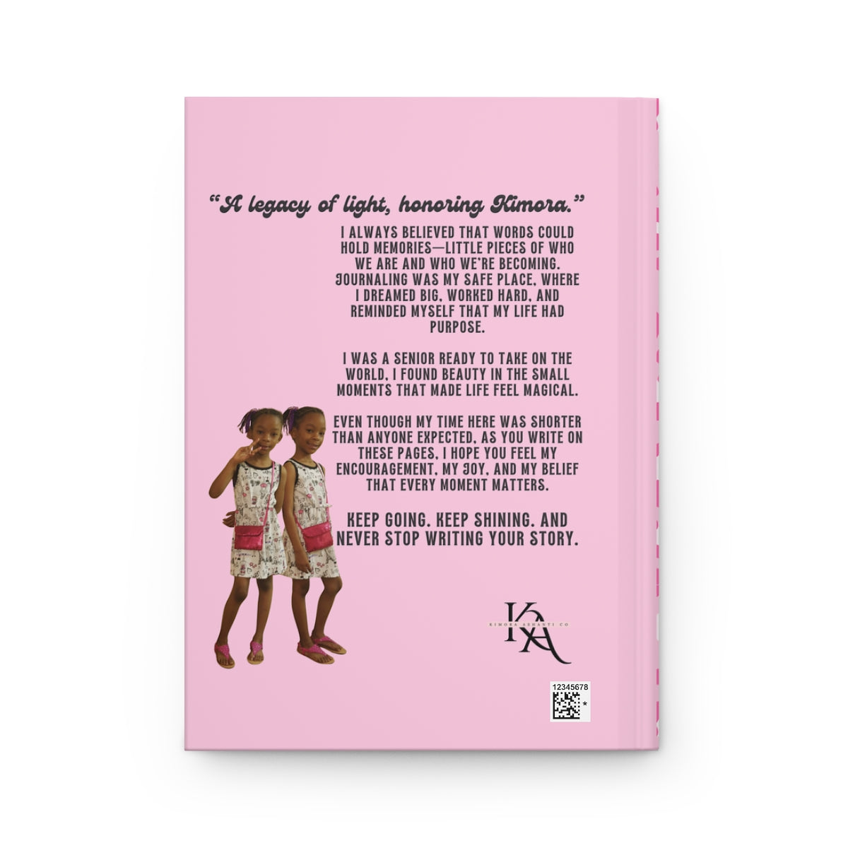 John 14:27 journal with a pink cover featuring inspirational quotes and illustrations of two girls.